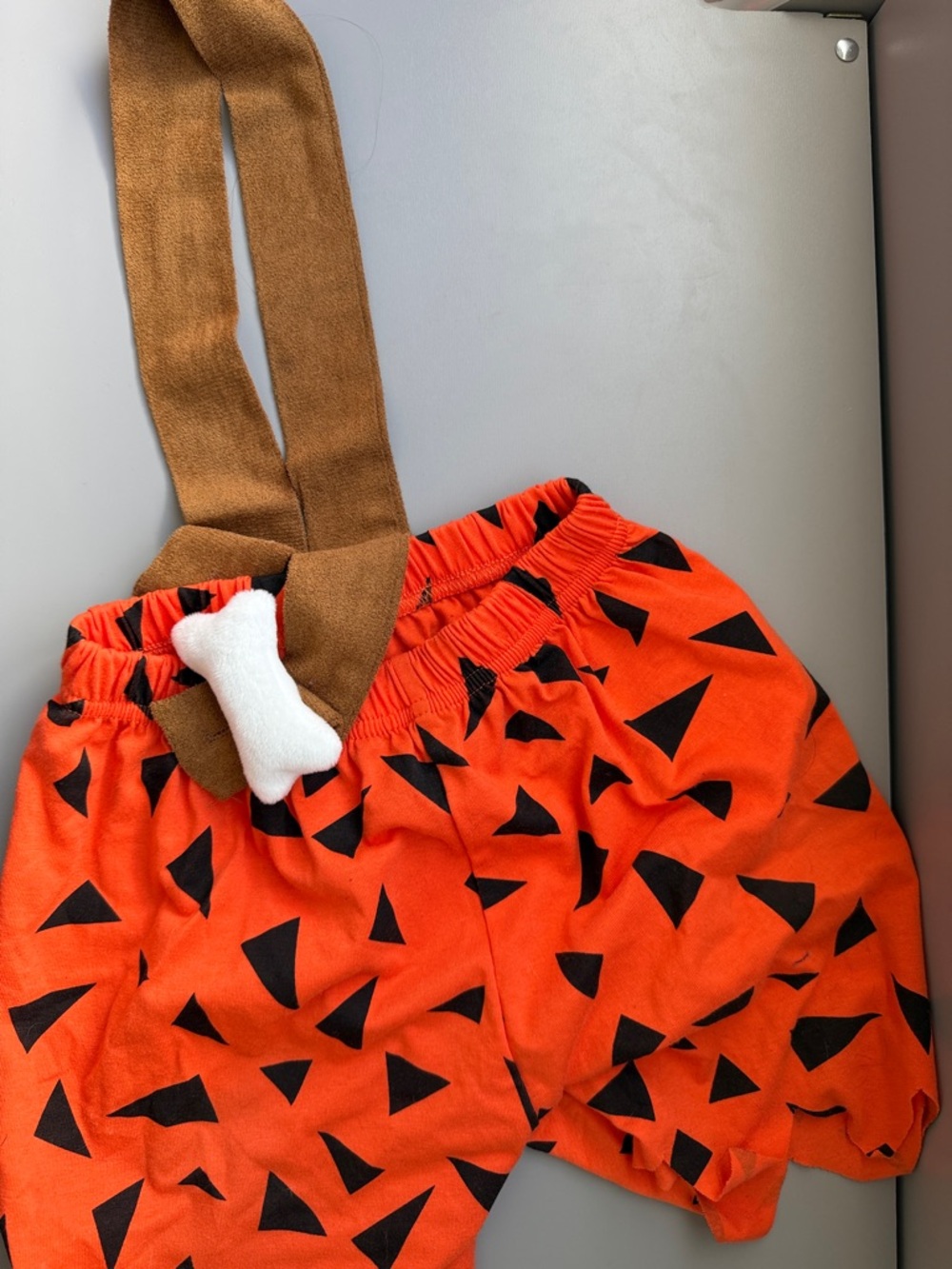 Bam Bam Costume Shorts with Brown Suspenders 12-18m